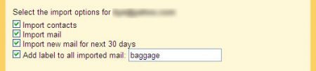 importare dati su gmail