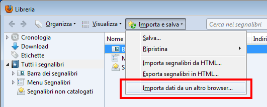 importare preferiti browser