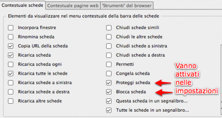 impostazioni tab mix plus