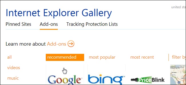 internet explorer addon componenti aggiuntivi