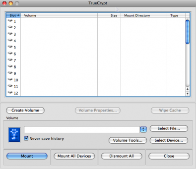 TrueCrypt screenshot