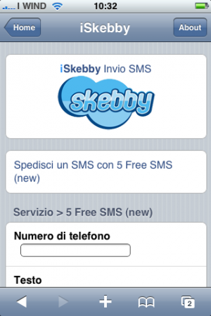 iSkebby, sms gratuiti da iPhone