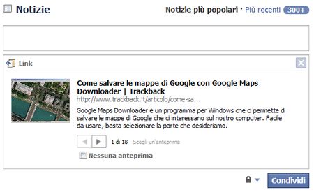 link facebook anteprima