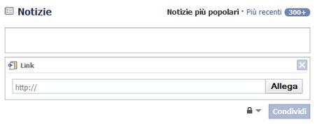 link facebook inserimento