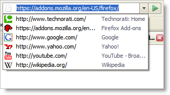 favicon nella barra auto completamento