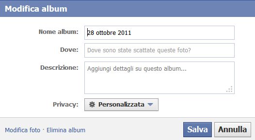 modificare album facebook