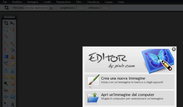 modificare immagini online pixlr