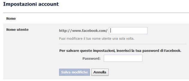 modificare nome utente facebook account