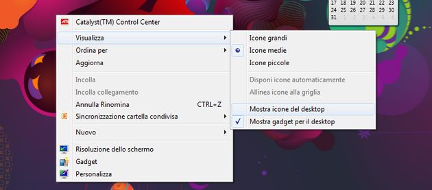 nascondere icone desktop
