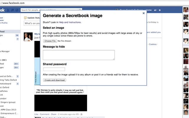 nascondere testo in un immagine secretbook facebook