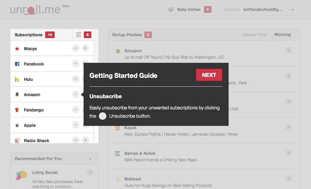 newsletter unroll me