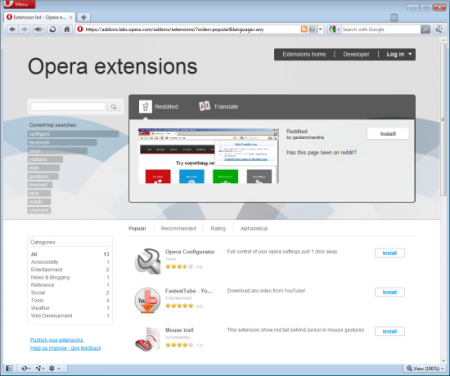 opera 11 estensioni