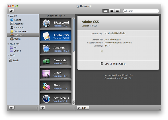 password mac 1password