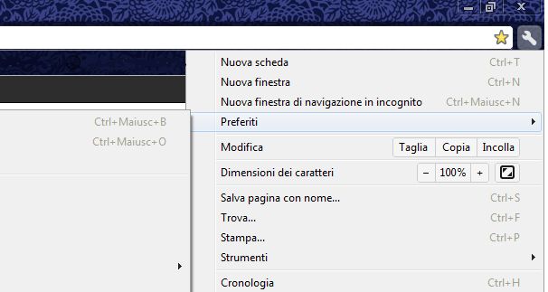 preferiti chrome gestire