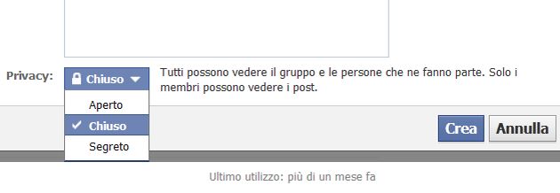 privacy gruppo facebook