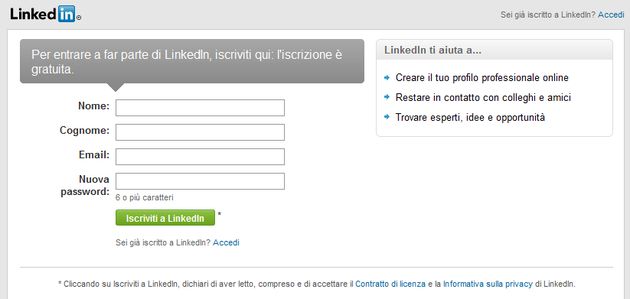 registrarsi linkedin