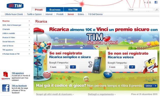 ricarica online tim