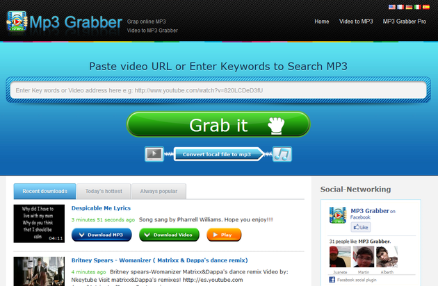 scaricare audio video mp3grabber