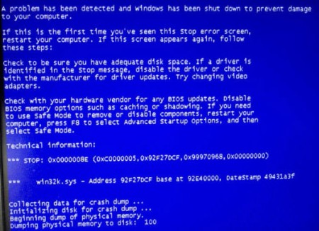 schermata blu update