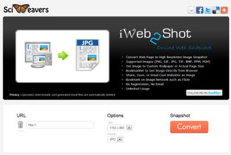 screenshot pagine web iWeb2Shot