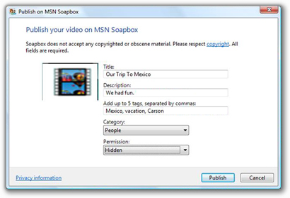 Share Windows Live Movie Maker