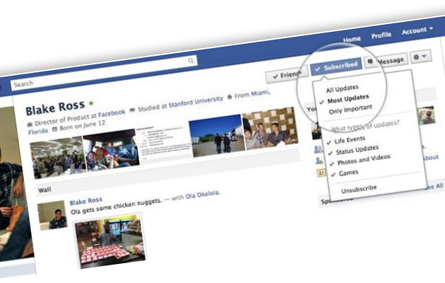 social network facebook nuovo pulsante aggiornamenti pubblici