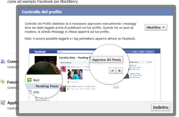 tag facebook controllo profilo