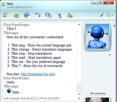 Tbot traduzione messanger