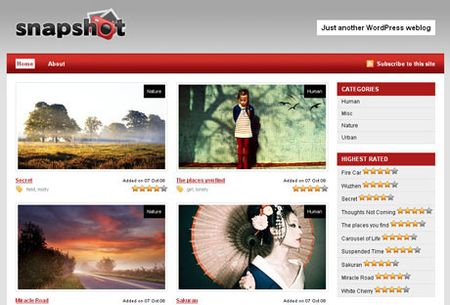 template wordpress blog fotografici snapshot
