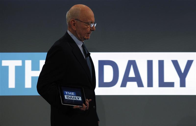 News Corp CEO Rupert Murdoch arrives to unveil News Cooperation's new iPad news publication "The Daily" in New York