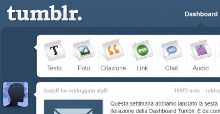 tumblr inserire contenuti