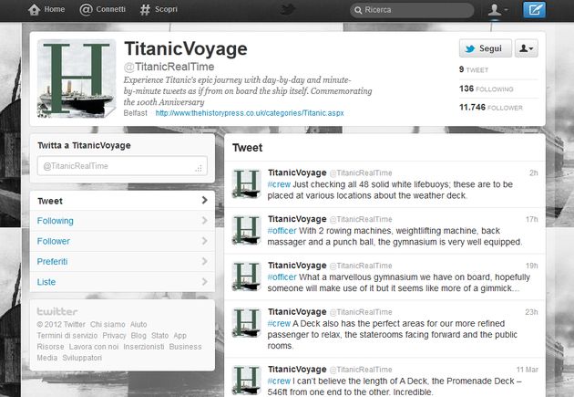 twitter viaggio titanic