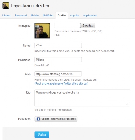 twitter su facebook