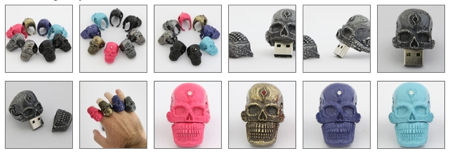 anello teschio USB, vari punti di vista