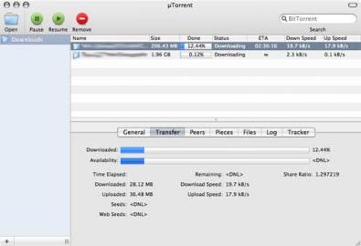 uTorrent screenshot