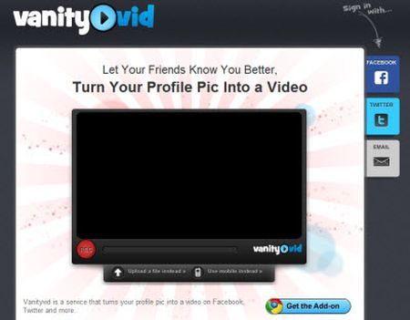 vanityvid applicazione web