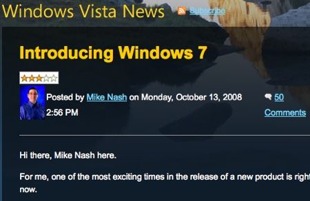 mike nash annuncia Windows 7