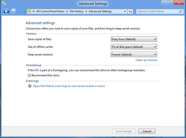 windows 8 backup file history