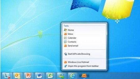 windows live hotmail taskbar