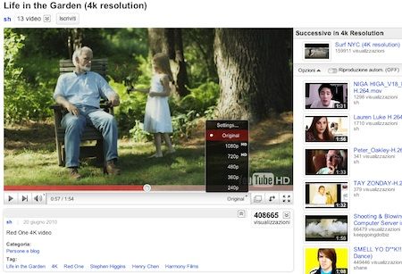 YouTube introduce i video con risoluzione 4K