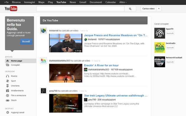 youtube design rinnovato