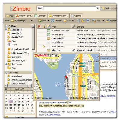 Zimbra screenshot